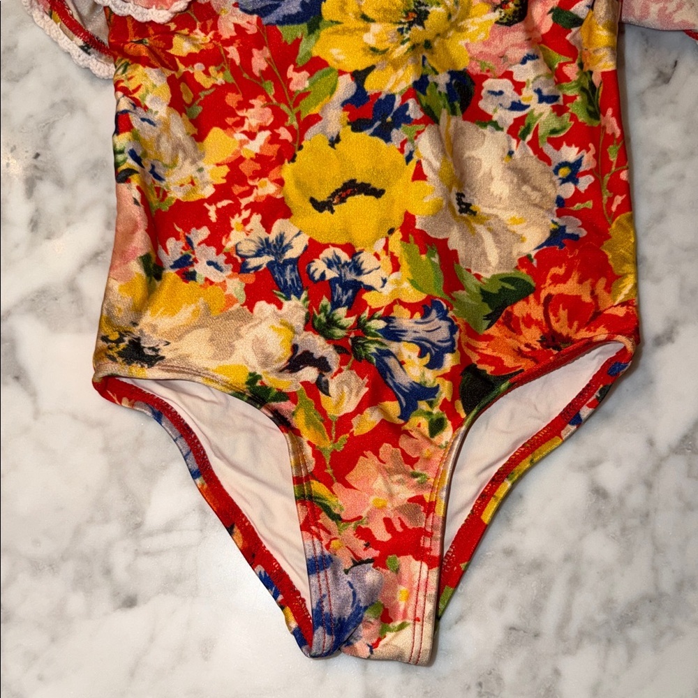 Zimmermann Red Floral One-Piece Swimsuit 2Y - Picture 6 of 10